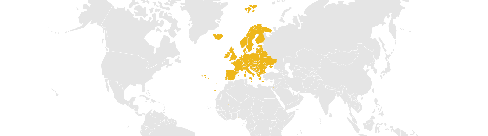 Weltkarte, Europa orange hervorgehoben: CARE-Einsätze in Europa